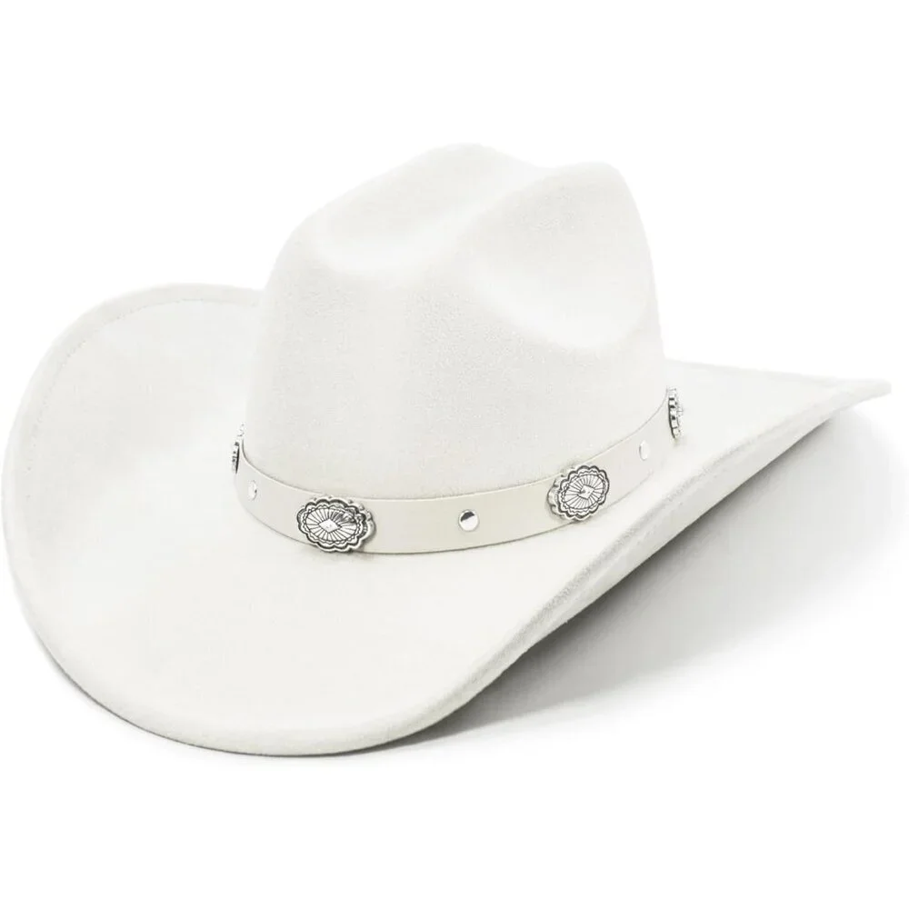 Women Ivory White Cowgirl Shape Able Wide Brim Felt Cattleman Western Hats